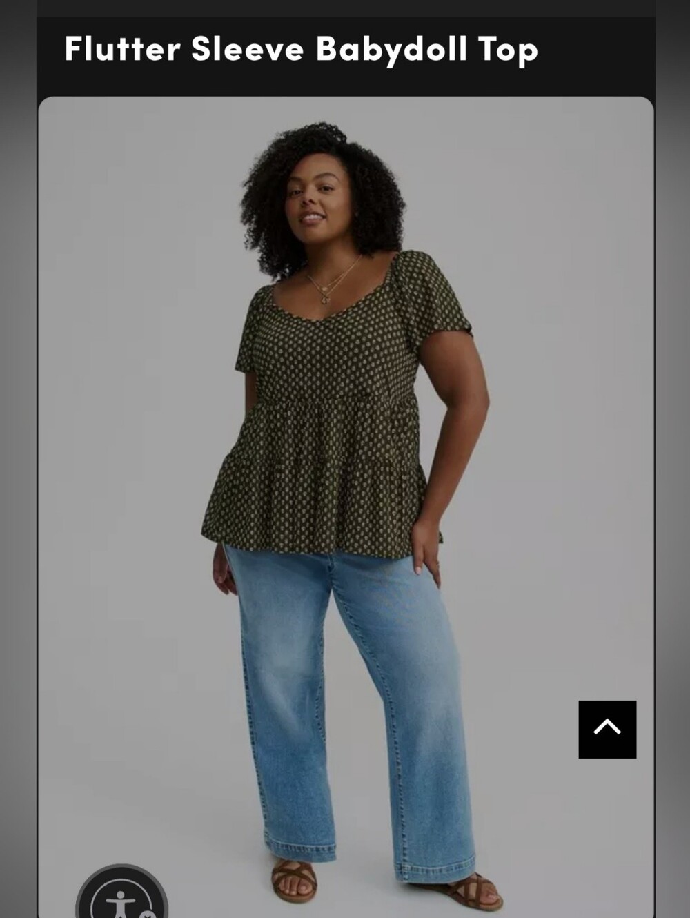 Torrid Flutter Sleeve Babydoll Top in Olive Green Size 0